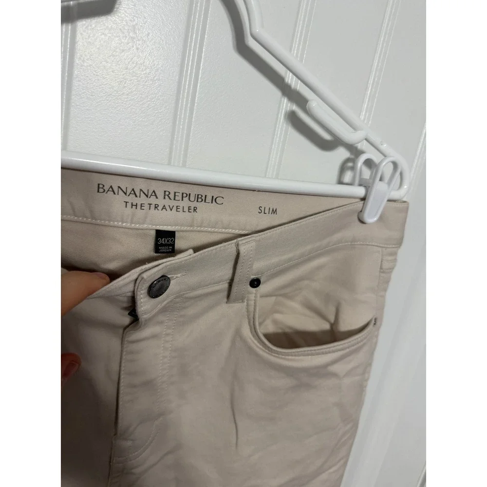 Banana Republic Pants Mens 34x32 Traveler Slim Khaki Chino 5-Pocket EUC